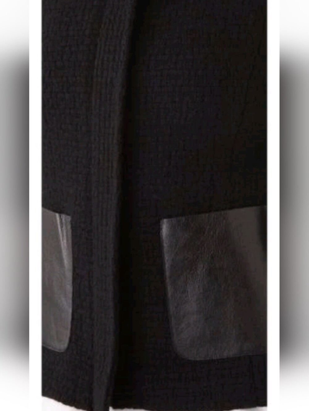 Vince Black Tweed Jacket with Leather Pockets - Women Size 6 (Medium Small) - Picture 3 of 5